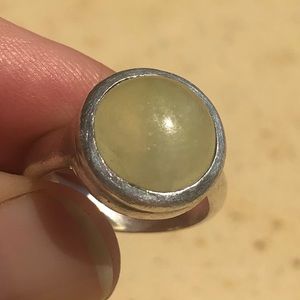 Prehnite ring set in silver
